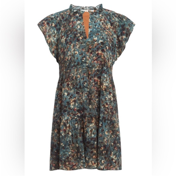 Marie Oliver Dresses & Skirts - Marie Oliver Frida Dress in Sapphire Reef Print Size L Silk Blend